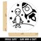 Alien and Rocket Space Rubber Stamp for Stamping Crafting Planners